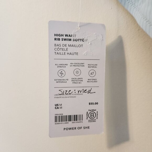 Athleta NWT High Waist Rib Swim Bottom Women’s Size M Dawn Blue Beach Pool - Picture 7 of 9